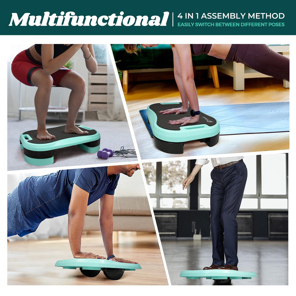 Exercise Step Platform with Cushion and 2 Adjustable Height Risers E985