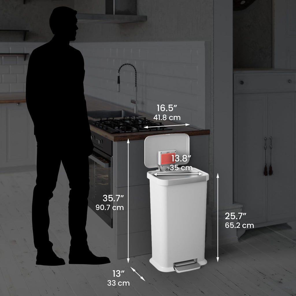 13.2 Gal Step Pedal Kitchen Trash Can with Odor Filter W69304