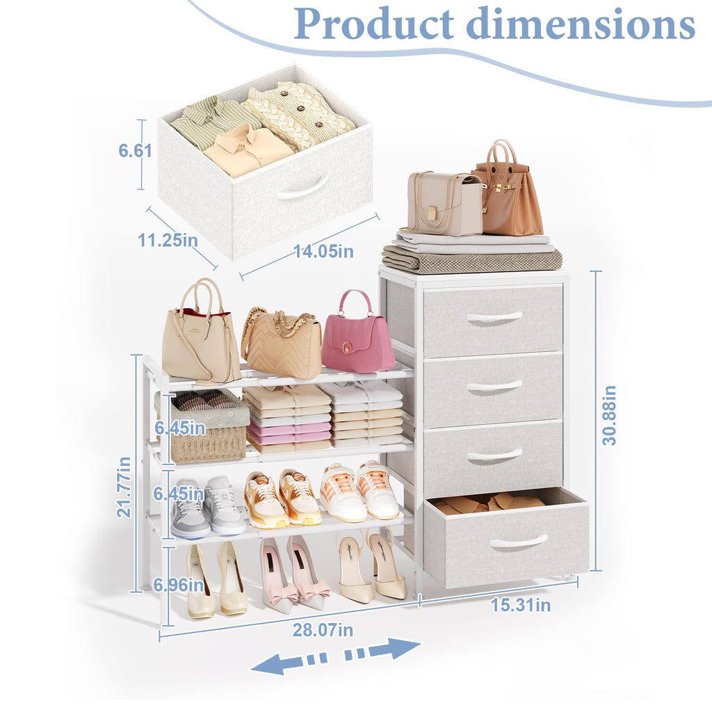 White 4 Drawer Fabric Dresser U577