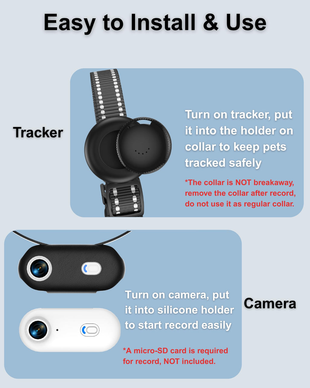 Camera Collar with Phone App & Tracker Tag X22979