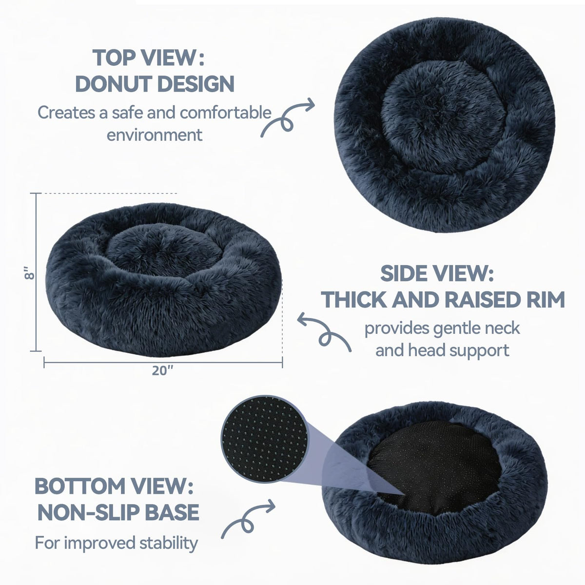 Washable 20" Donut Cat Bed H38461