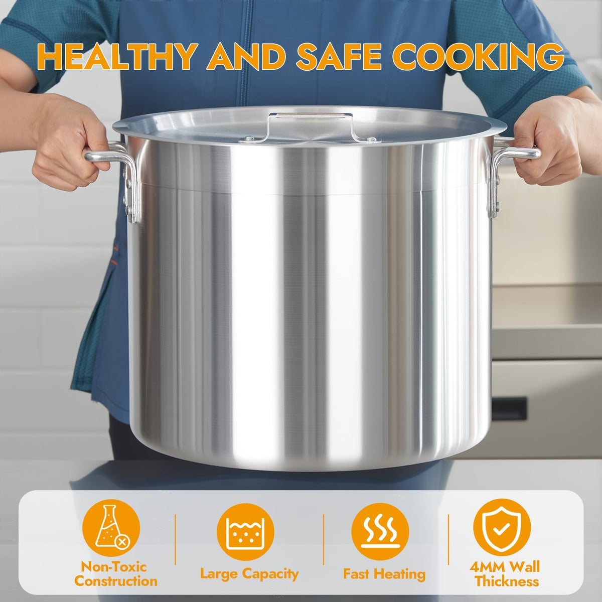 32 Quart Aluminum Stock Pot with Lid U61676