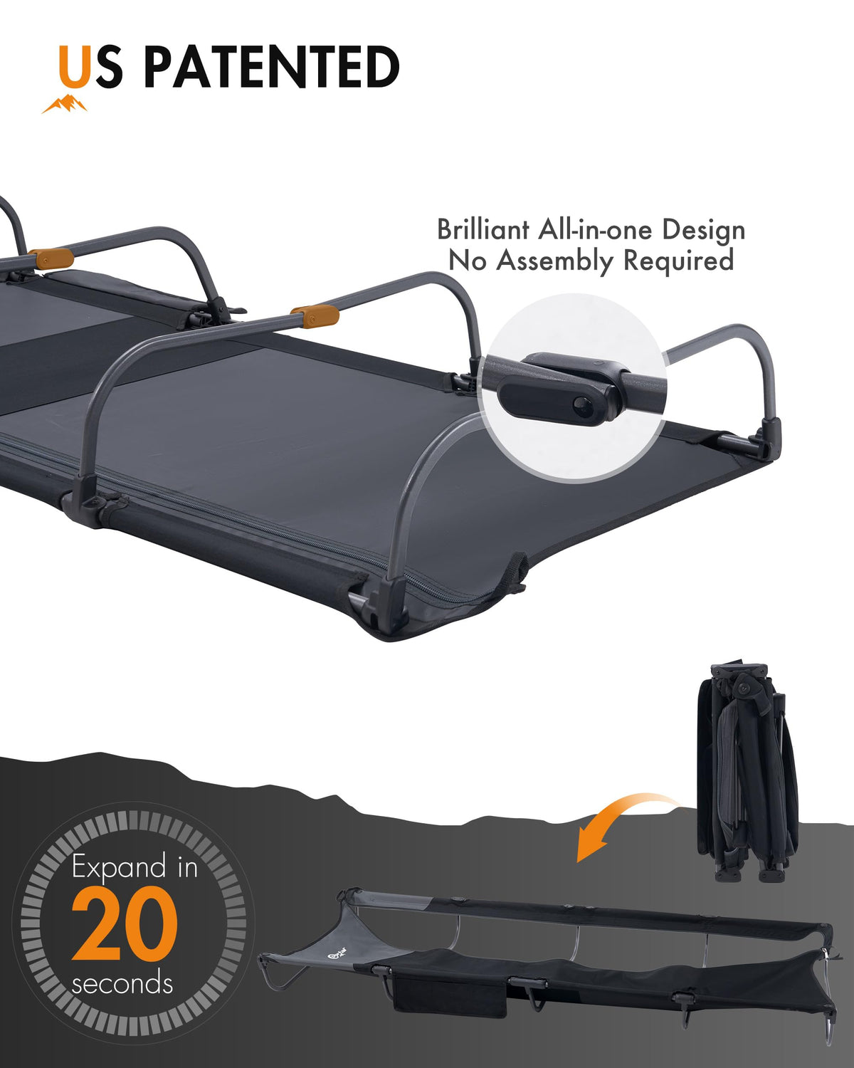 Ultra-Light 7.1 lbs Foldable Camping Cot with Side Pocket F233567