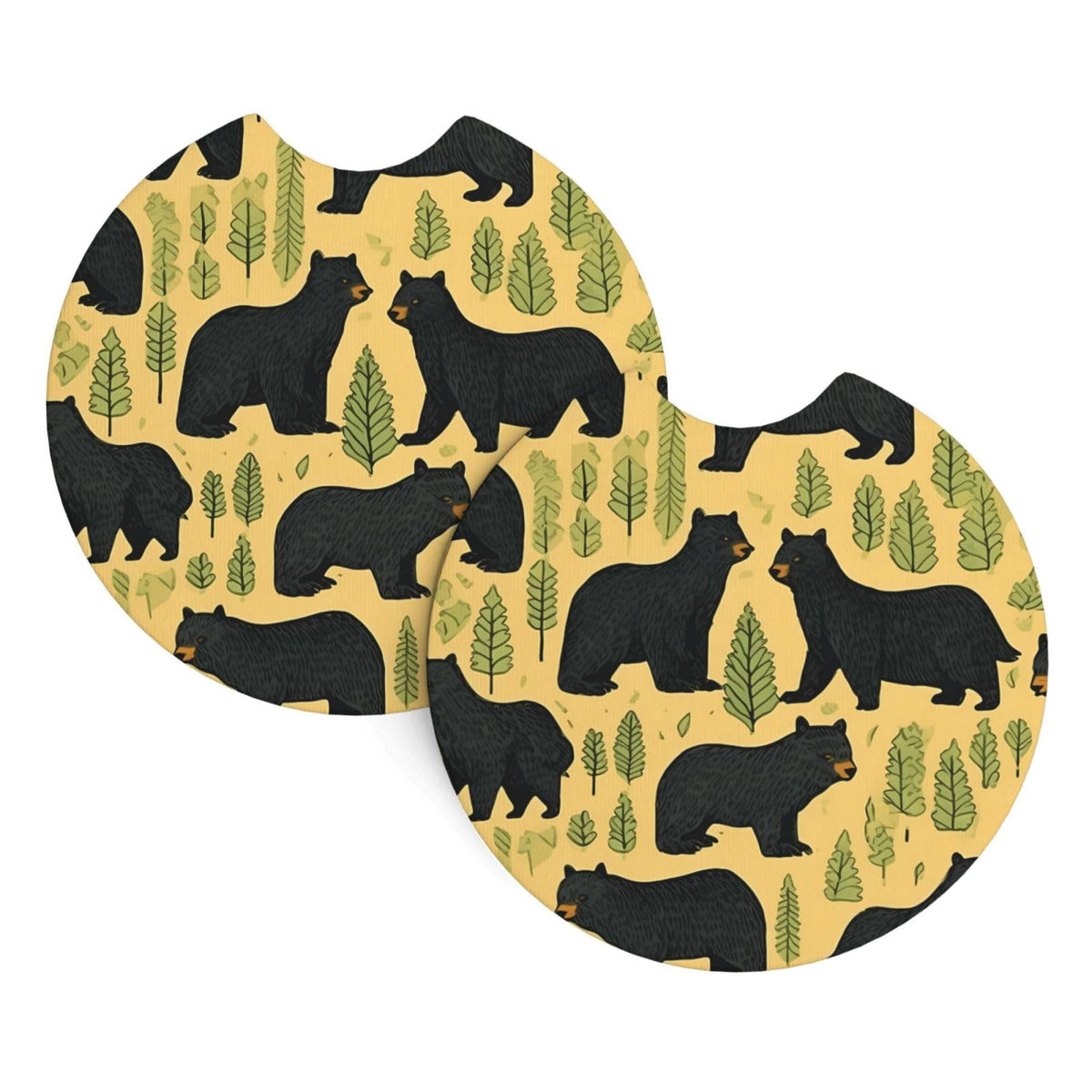 Black Bear Printed Anti Slip Waterproof Beverage Mats N270