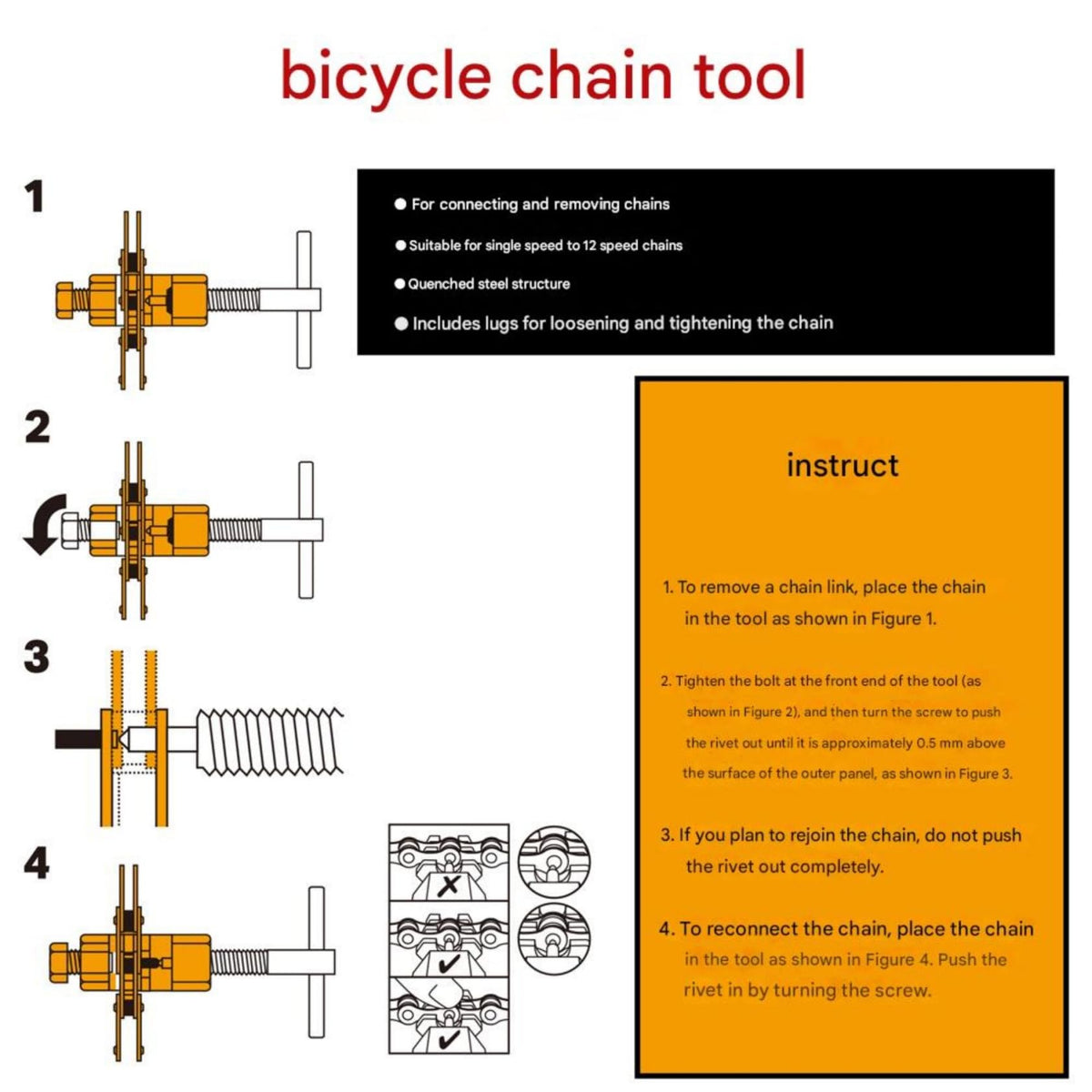 Bicycle Chain Breaker Removal Tool Kit P77564