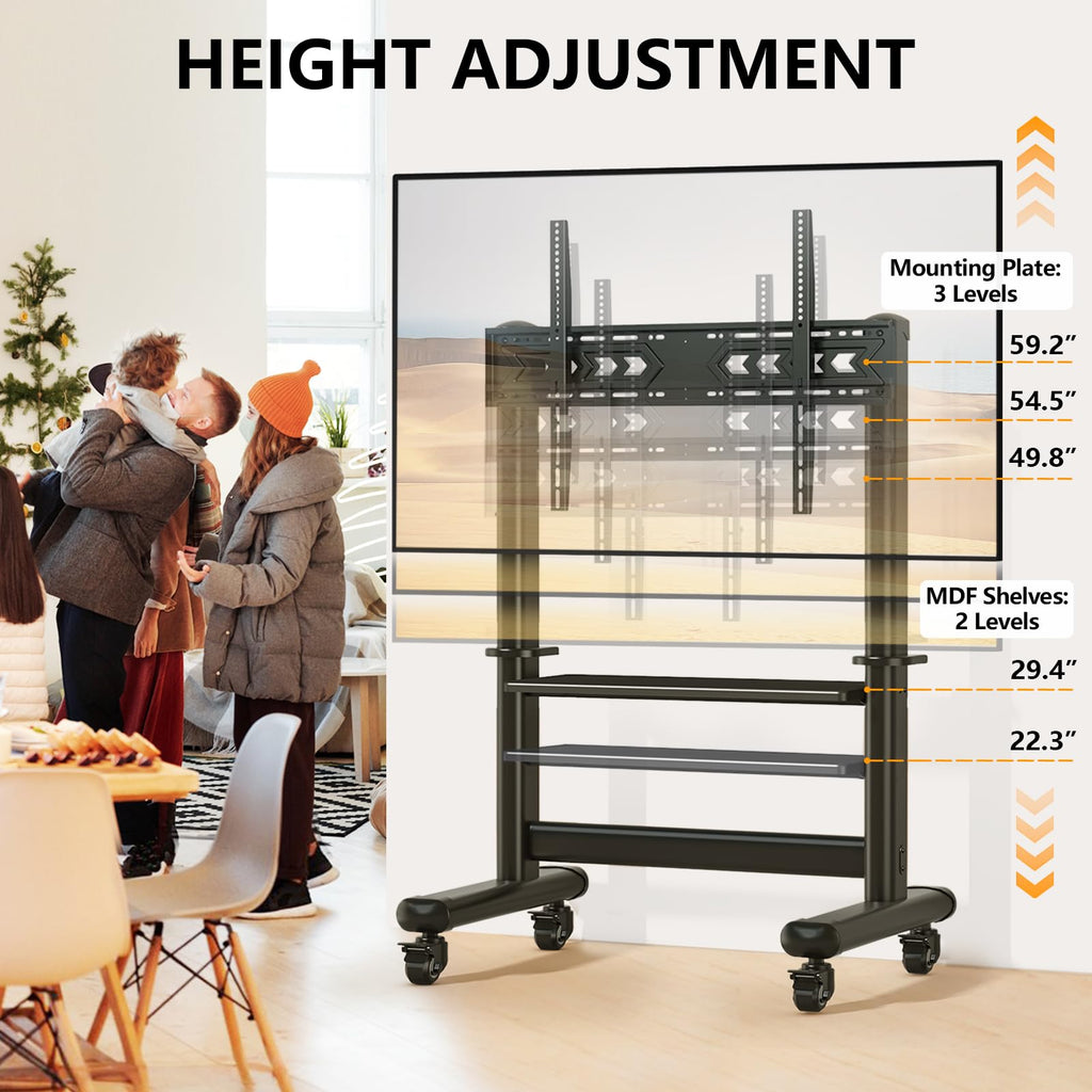 Mobile TV Cart Rolling TV Stand with Wheels for 55-120" TVs R1141