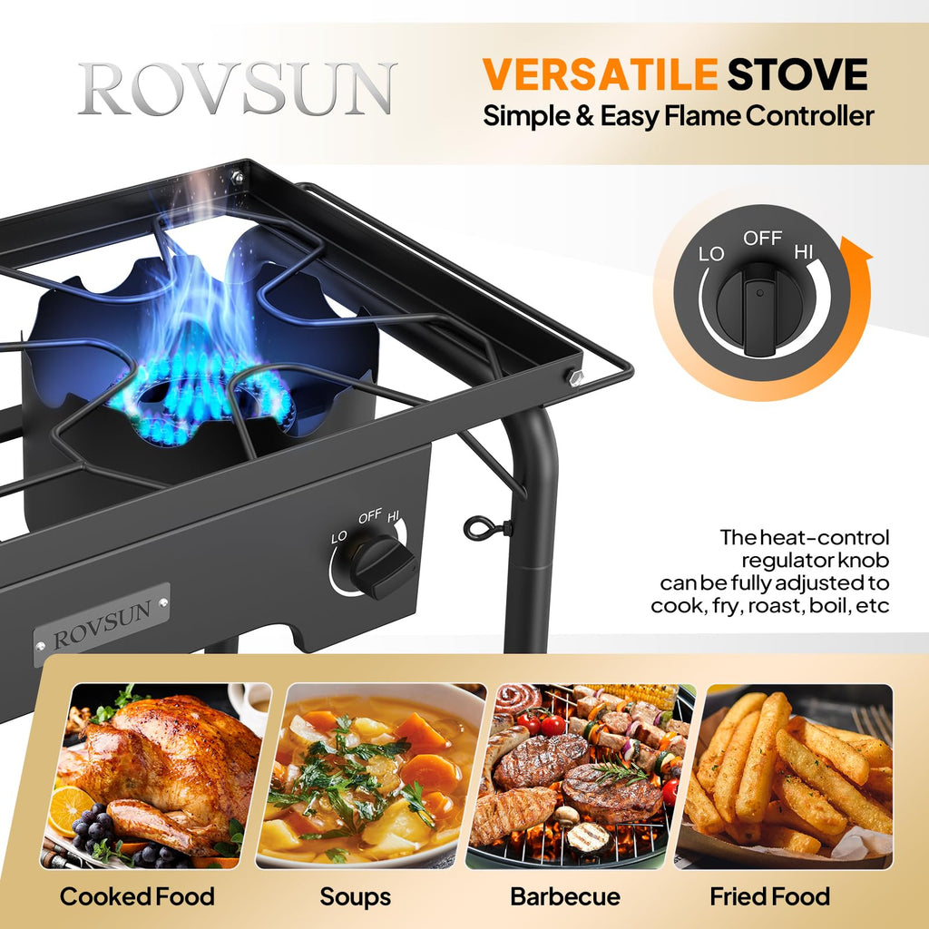 2 Burner Portable Propane Gas Stove with Side Shelves K37881