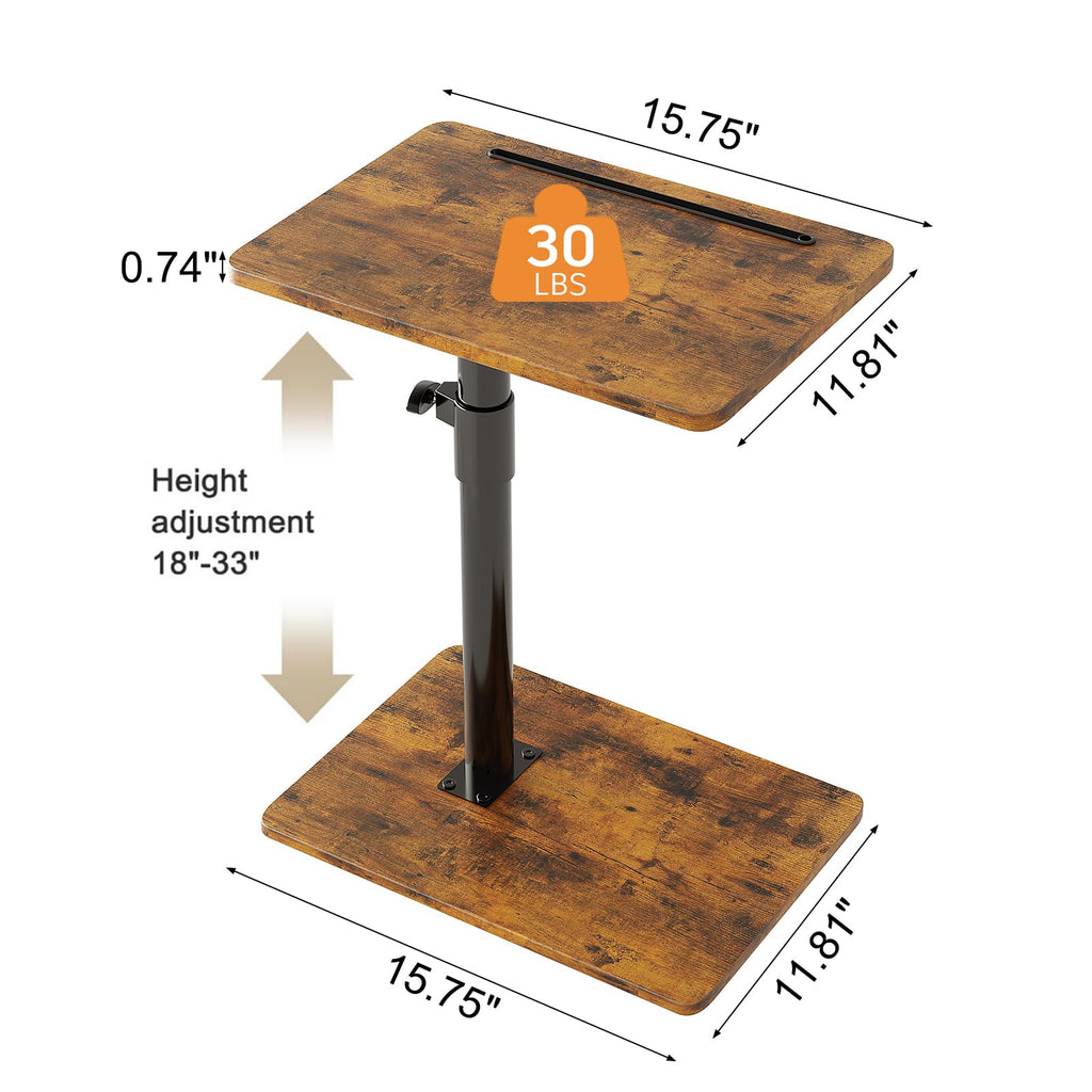 Height Adjustable Swivel C Shaped Side Table Set of 2 P7090