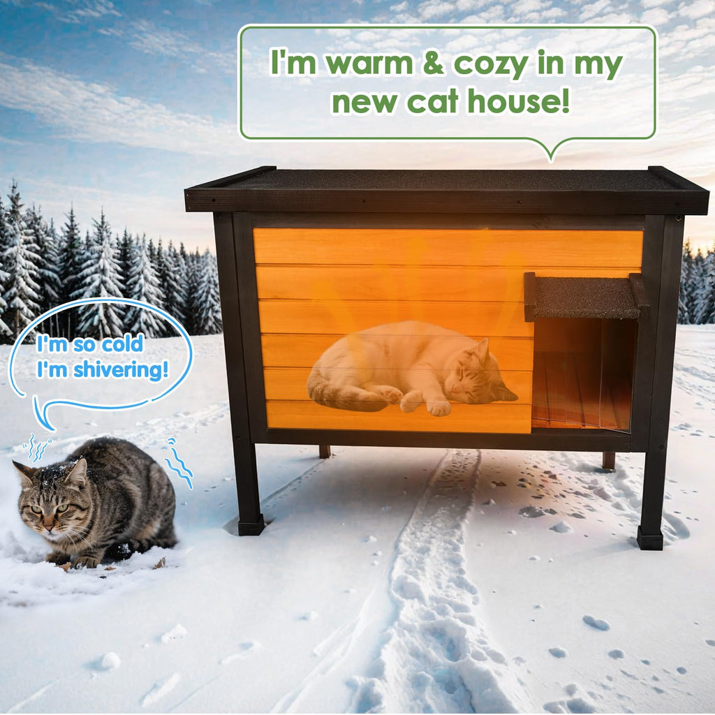 Outdoor Insulated Wooden Cat House J80082