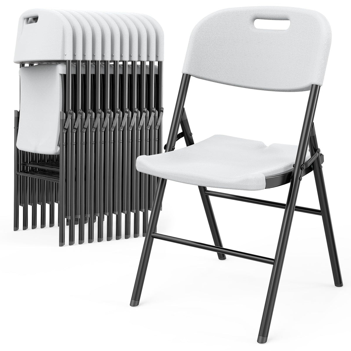 White 10 Pack HDPE Folding Chairs with Steel Frame R571236