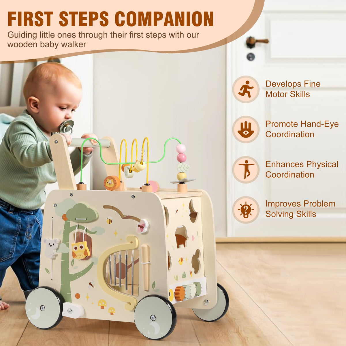 Wooden Activity Cube Push Walker V288785