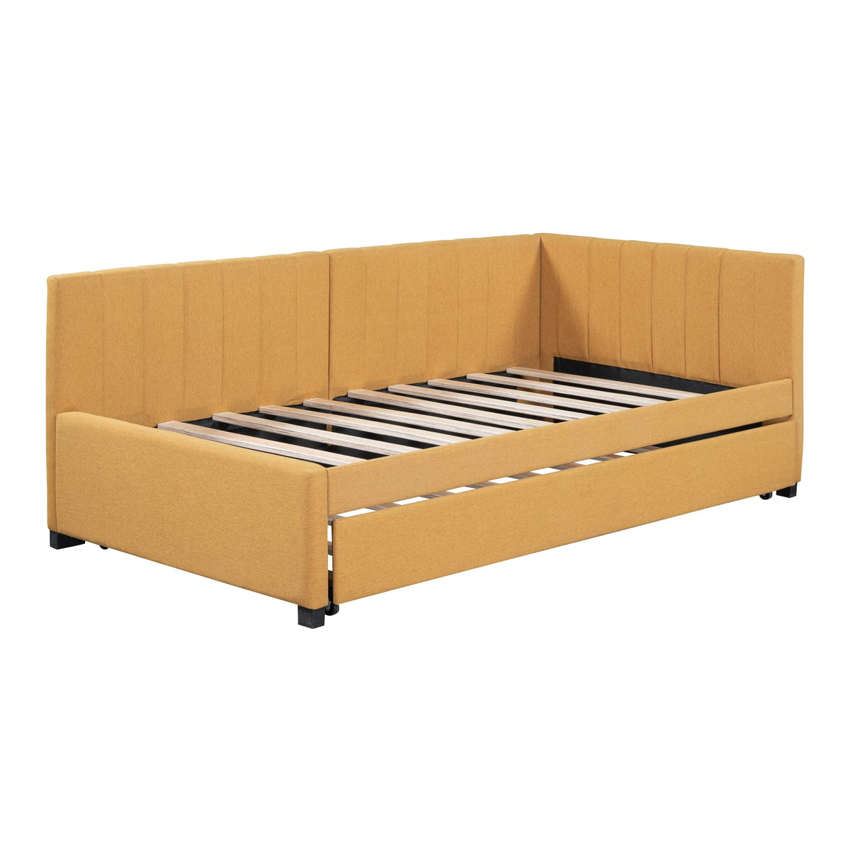 Twin Size Linen Upholstered Daybed with Trundle P871526