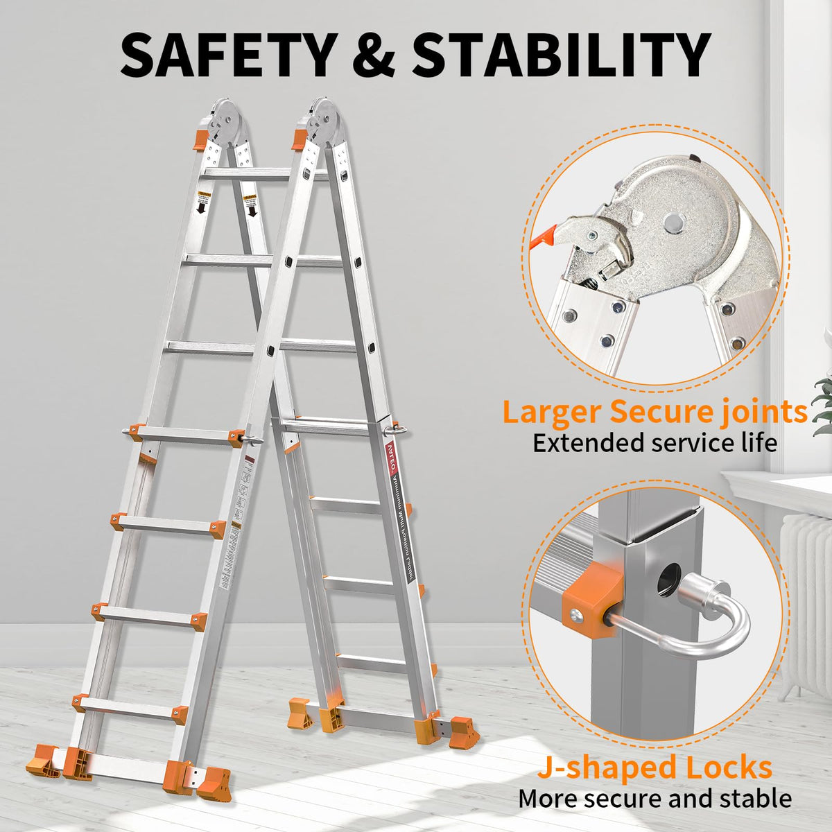 11FT Multi Position Aluminum Folding Ladder with Tool Tray B8951