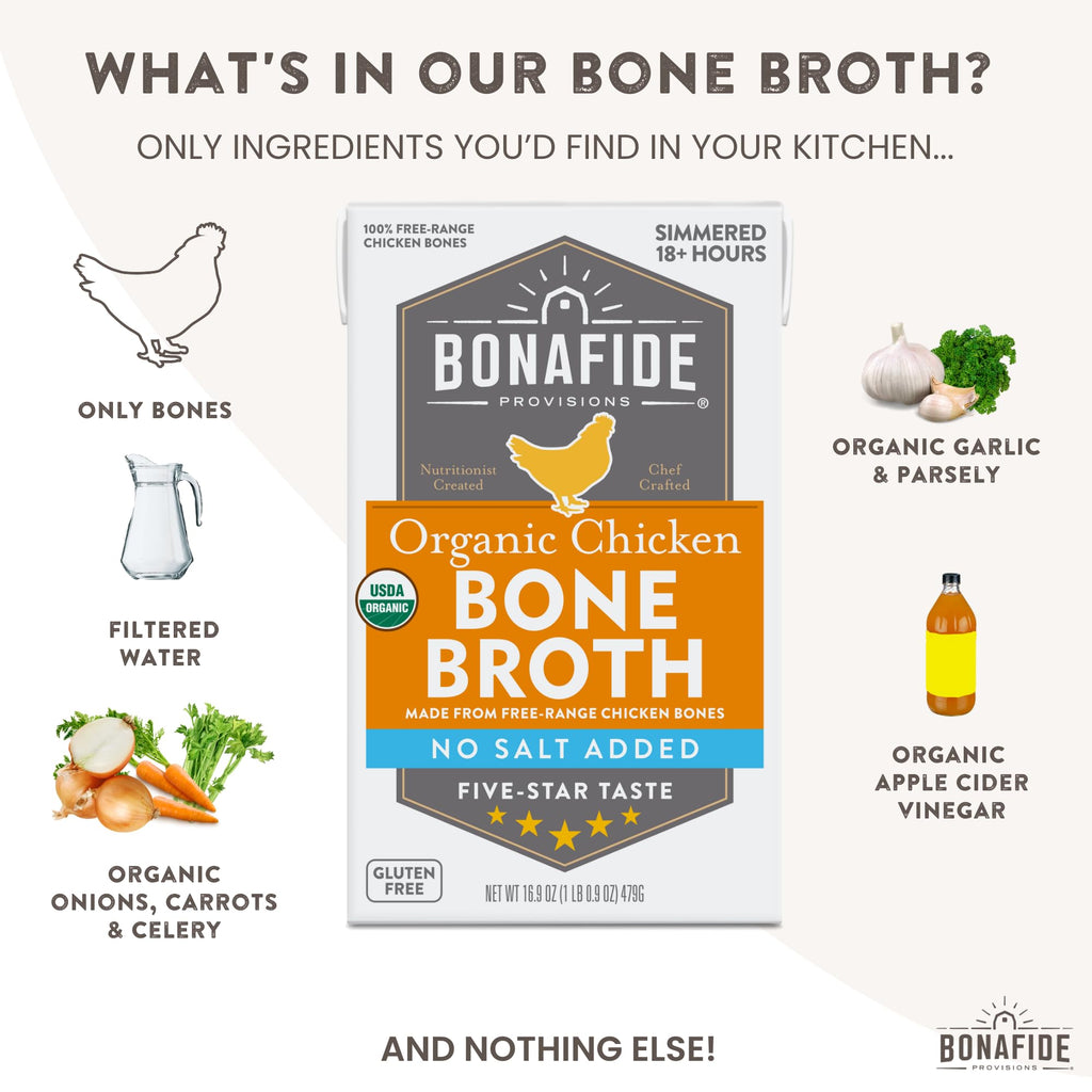 Organic Chicken Bone Broth No Salt Added 16.9oz 6 Pack R582128