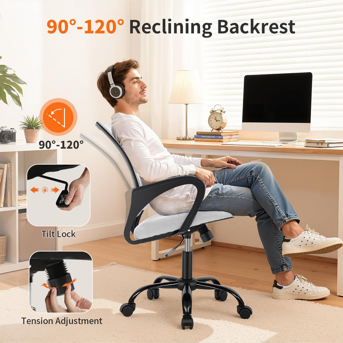 Ergonomic White Mesh Office Chair W7338