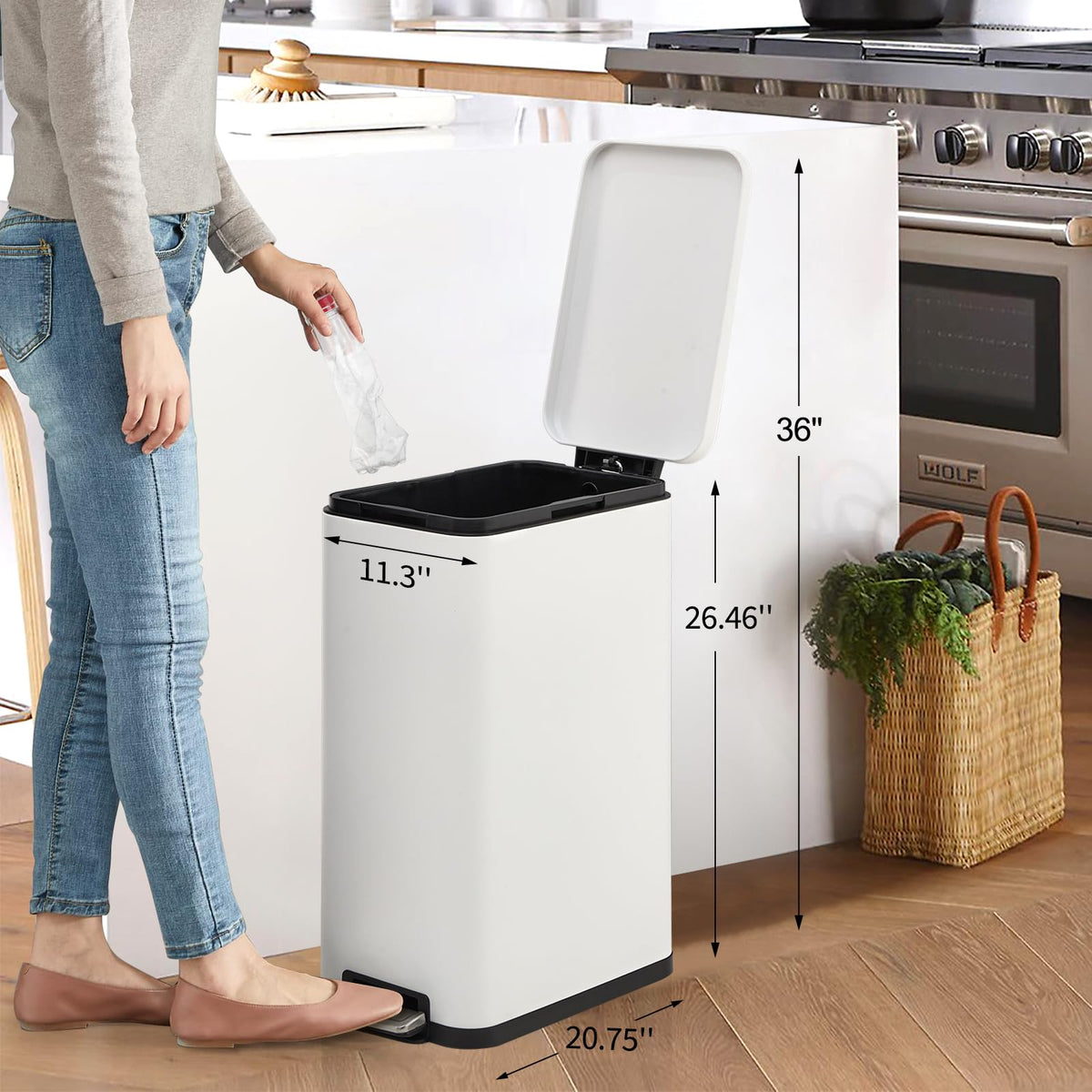 13.2 gal Stainless Steel Step Trash Can Y856742
