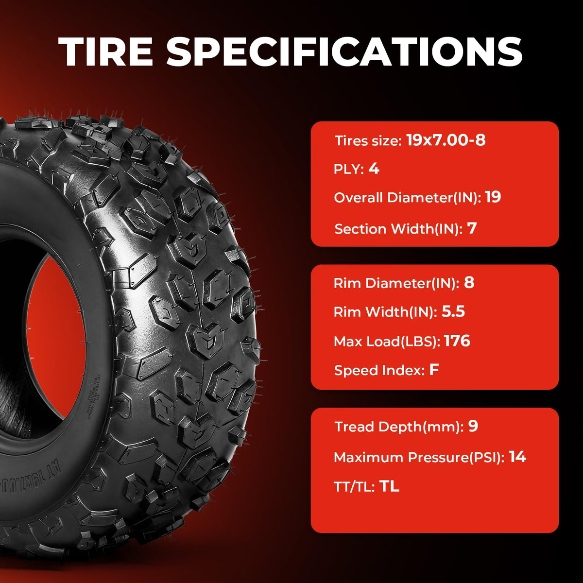 19x7-8 ATV/UTV Tires Set of 2 V1630