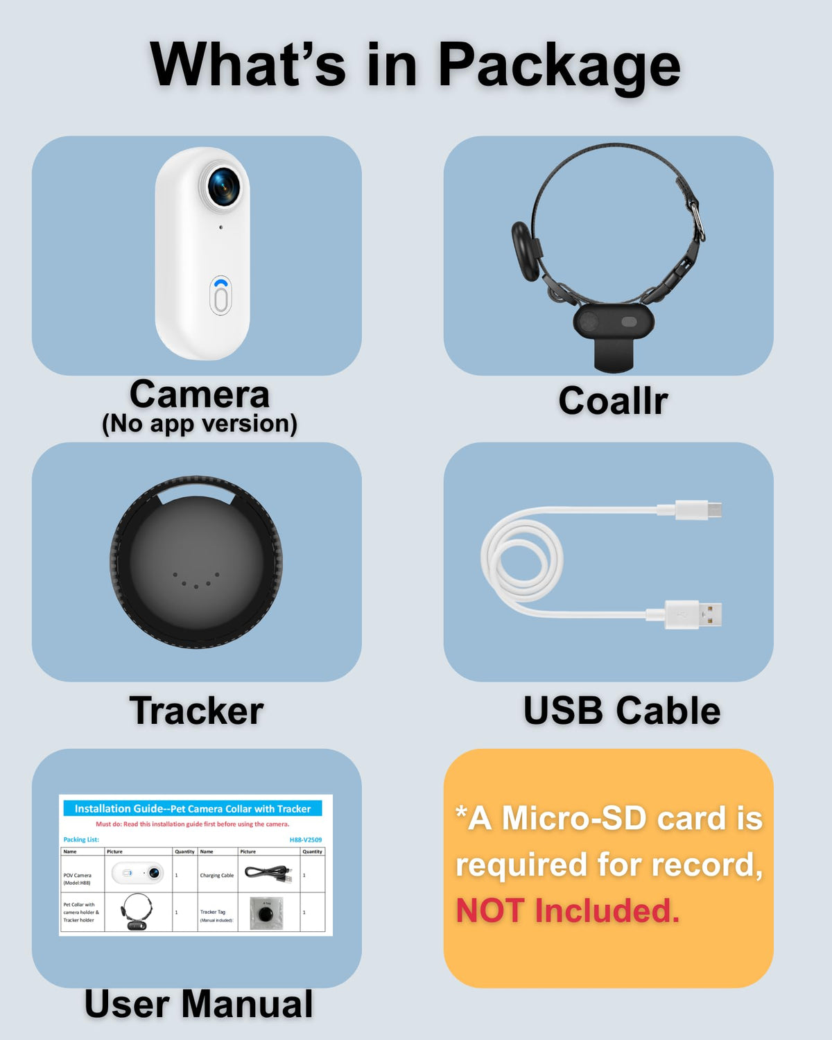 Camera Collar with Phone App & Tracker Tag X22979
