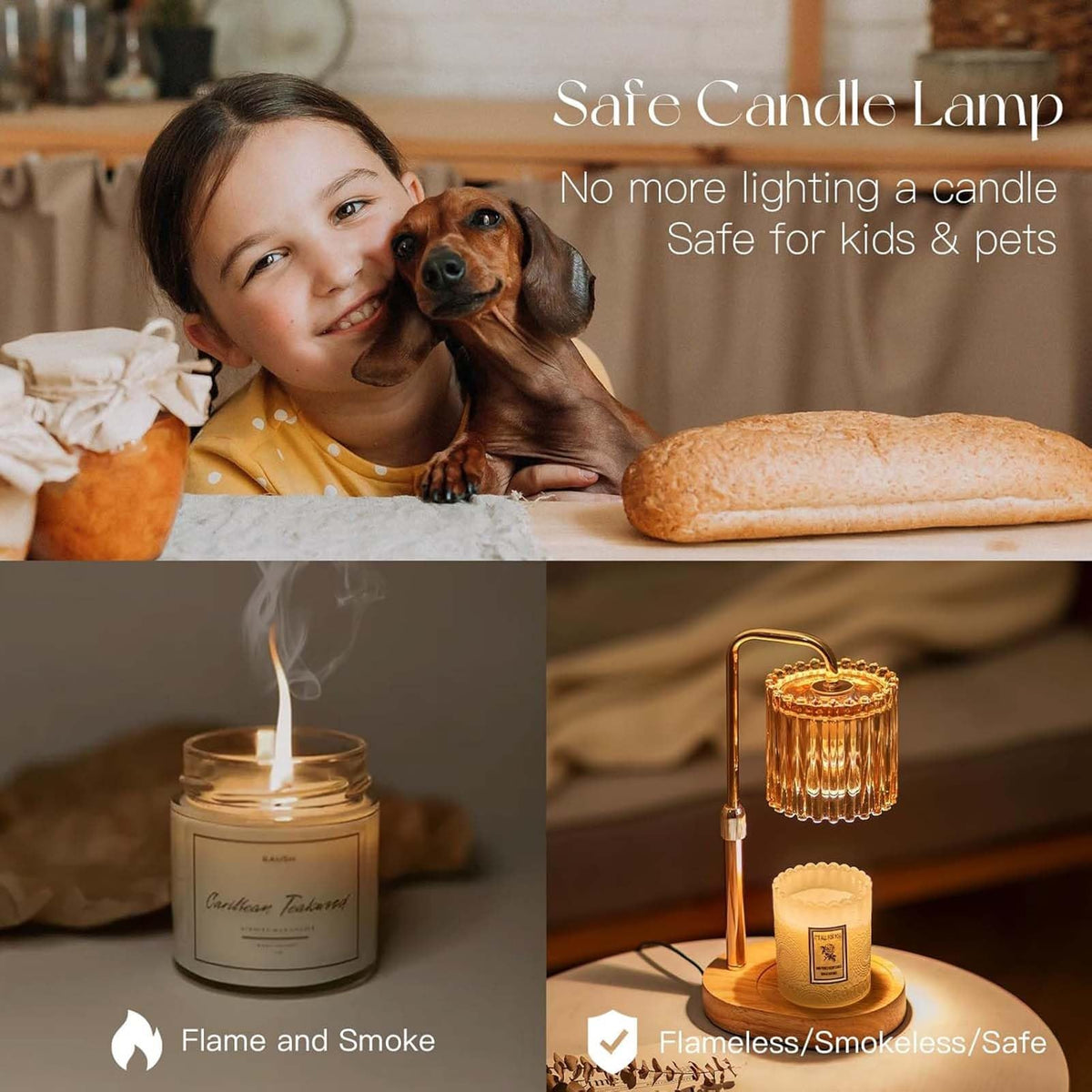 Candle Warmer Lamp with Timer, 2 Bulbs Height Adjustable Dimmable C604066