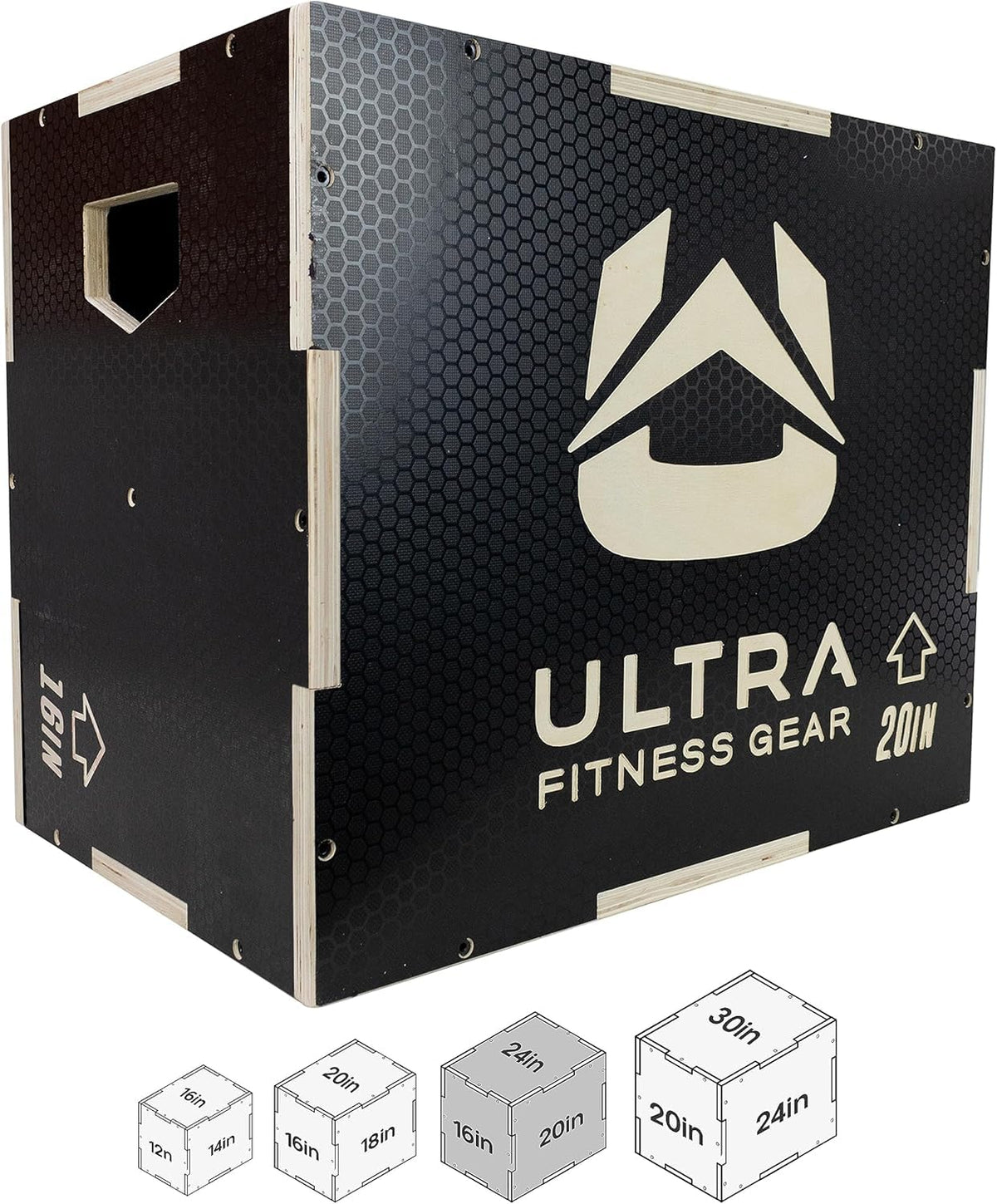 Wooden Plyo Box, 16/14/12 Anti-Slip O653078