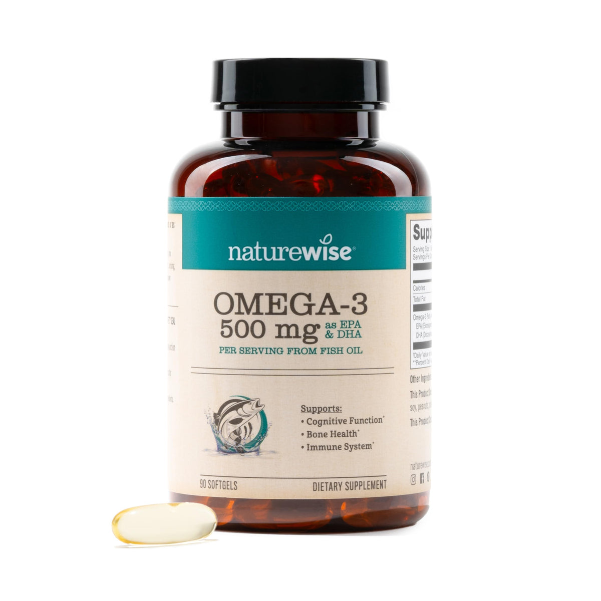 Omega 3 Fish Oil 500 mg EPA & DHA 90 Softgels Q488639