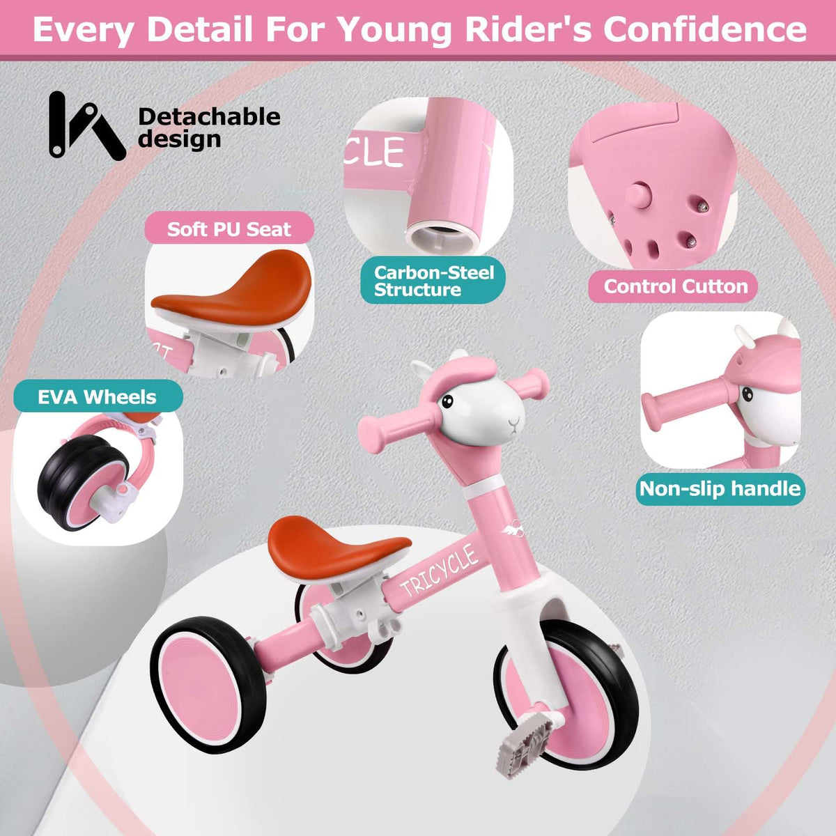 4-in-1 Kids Tricycle with Light & Music C472