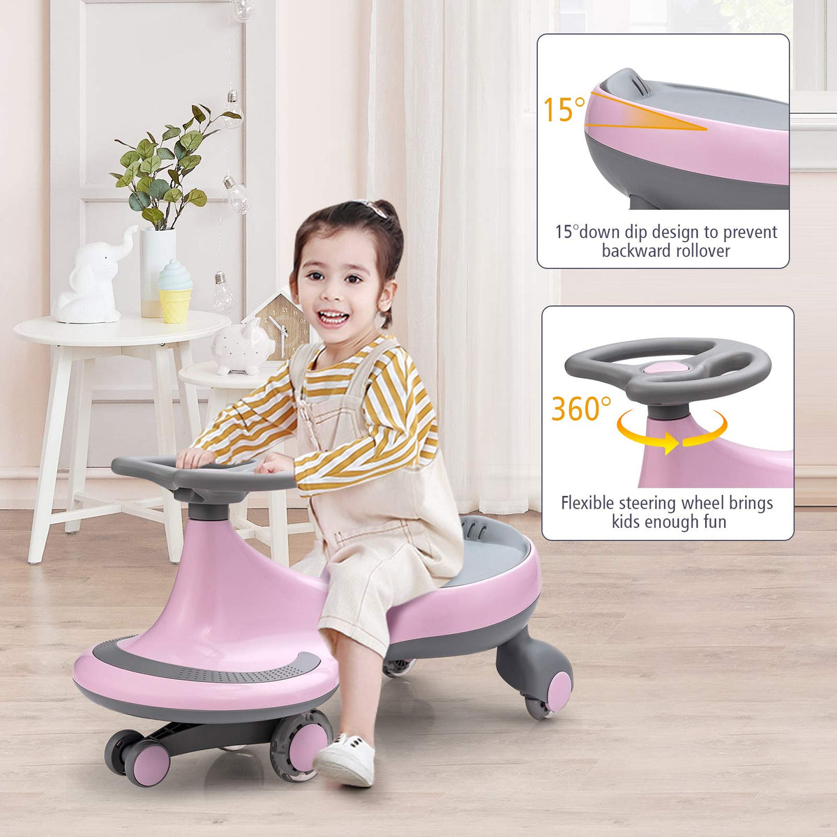 Pink Wiggle Car with LED Flashing Wheels M427