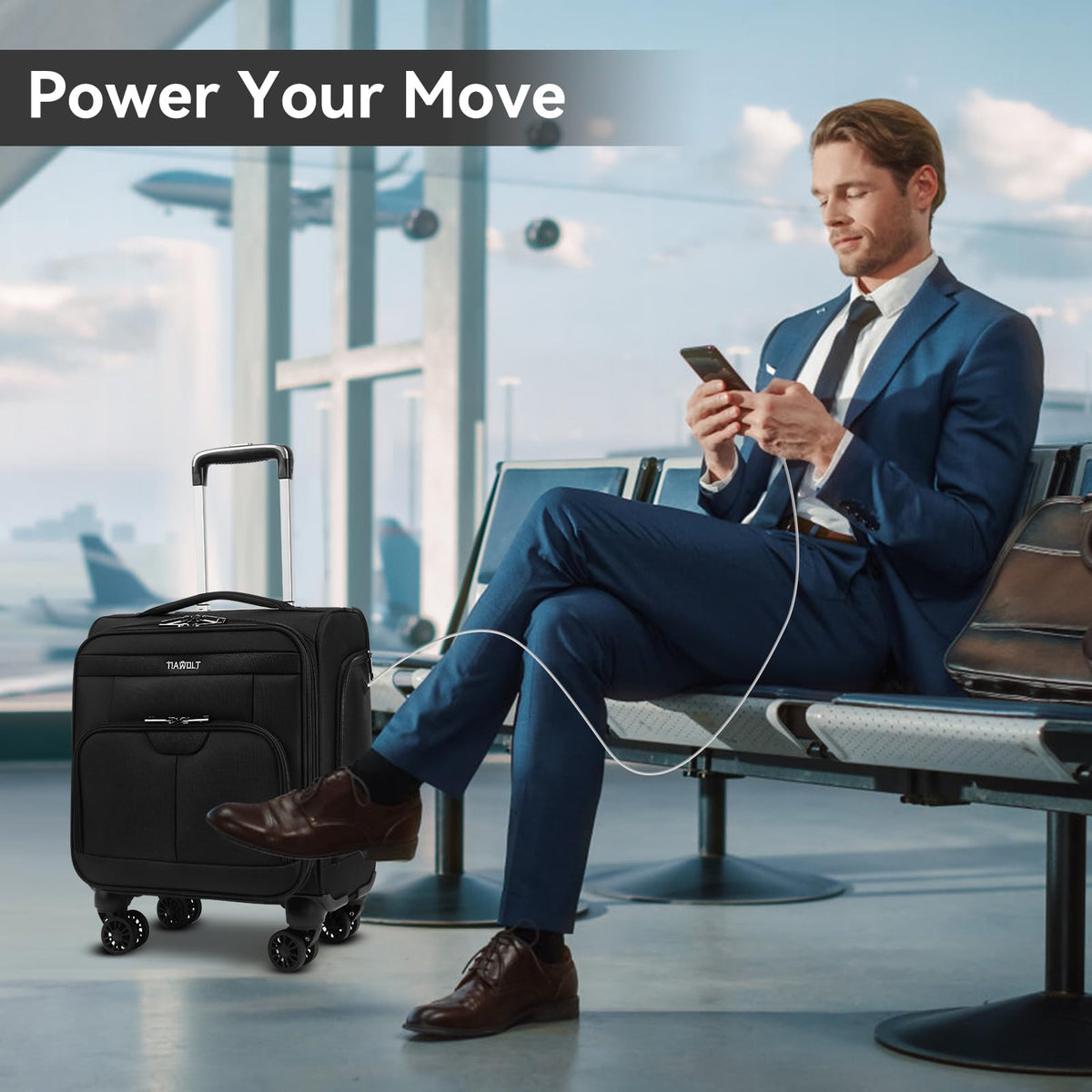 16 Inch Underseat Carry on Luggage with Wheels Black F3587