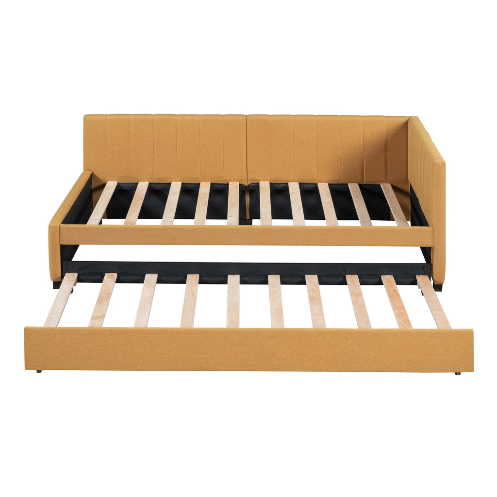Twin Size Linen Upholstered Daybed with Trundle P871526