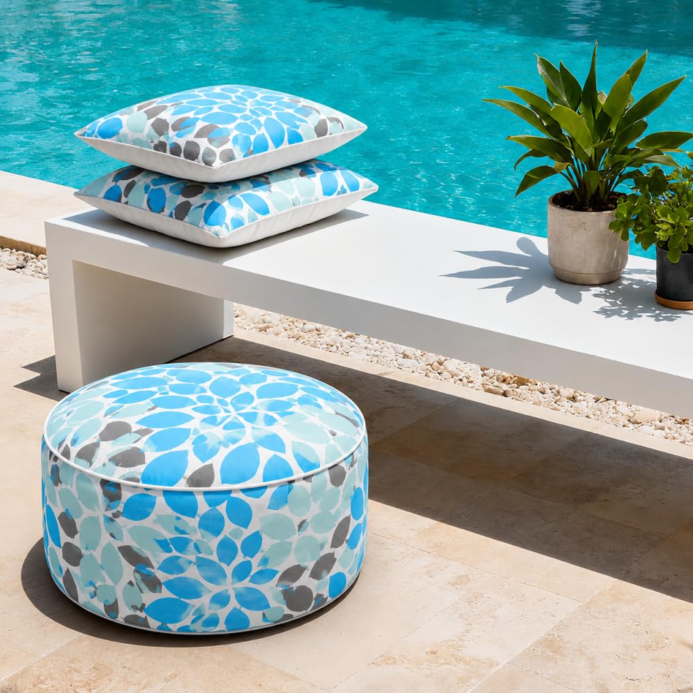 Inflatable Outdoor Ottoman 2 Pack Teal Grey Q52143