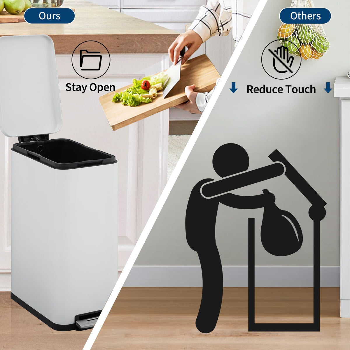 13.2 gal Stainless Steel Step Trash Can Y856742