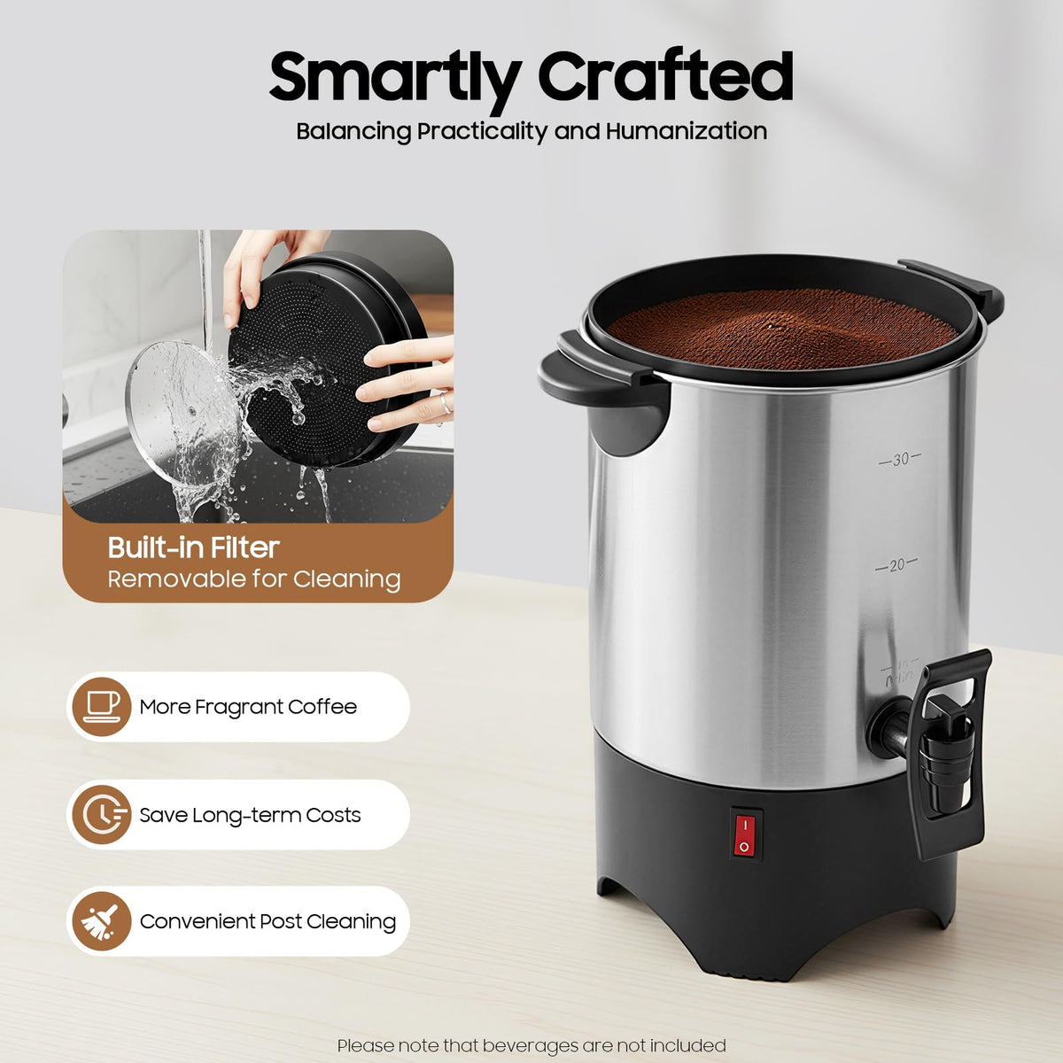 30 Cups Stainless Steel Electric Coffee Urn W9125