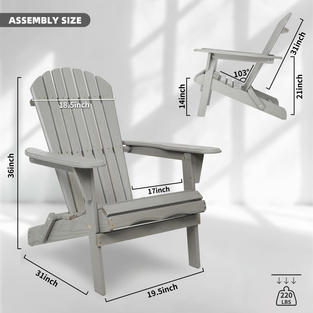 Wood Folding Adirondack Chair Set of 2 Solid Cedar L4082