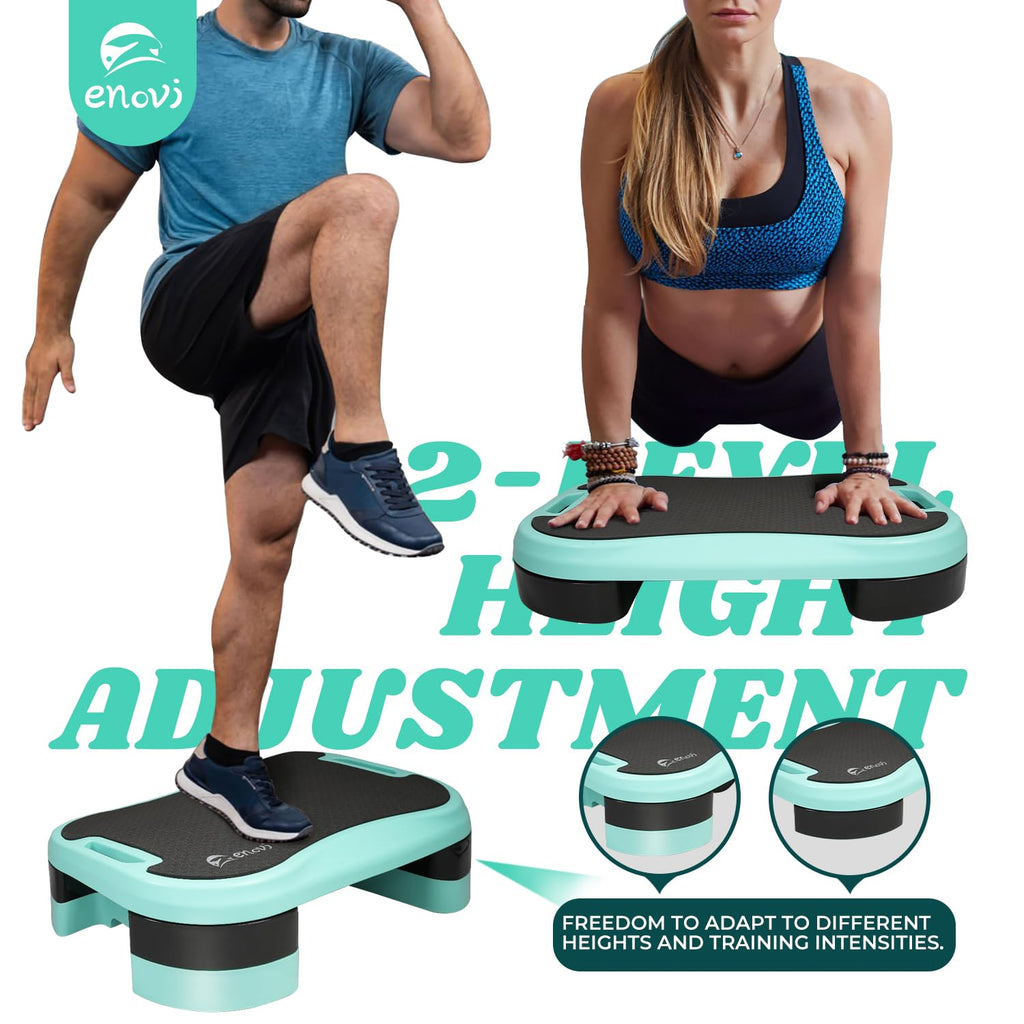 Exercise Step Platform with Cushion and 2 Adjustable Height Risers E985