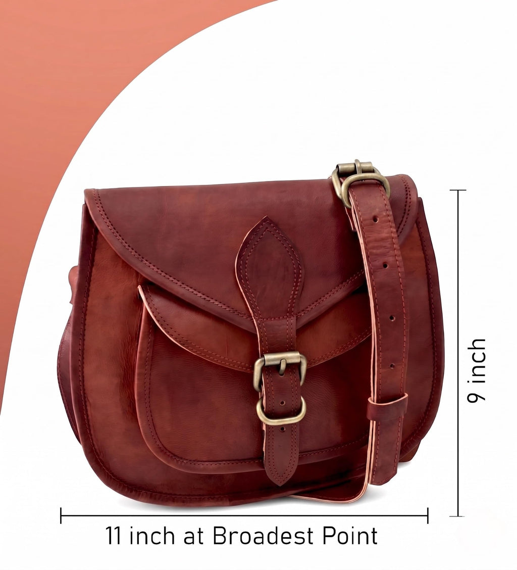 Genuine Leather Crossbody Satchel Bag Q453
