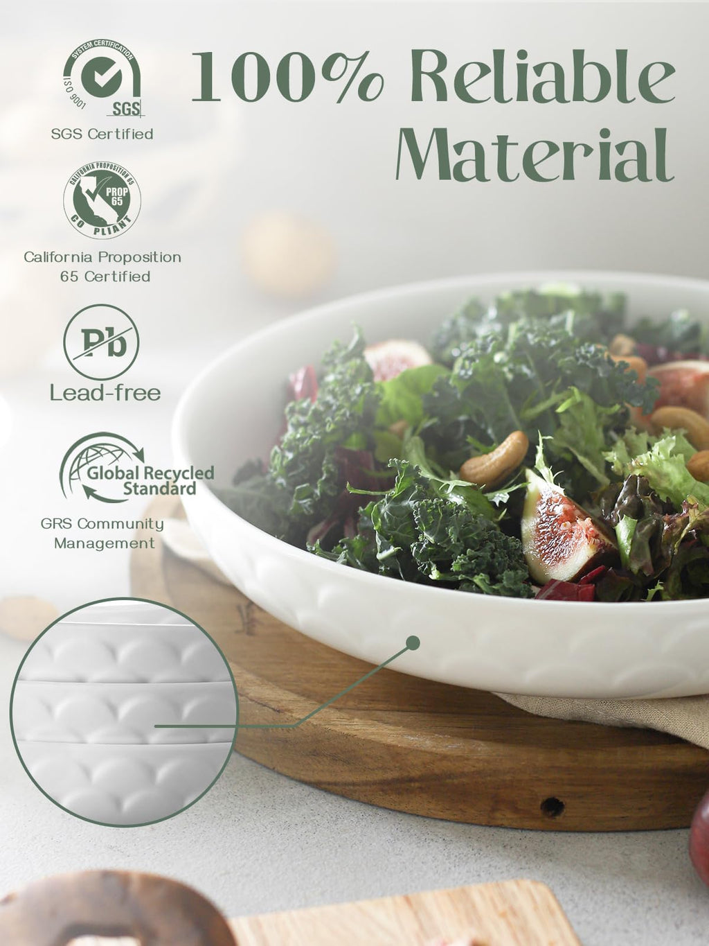 Set of 4 White Ceramic Pasta Bowls P60681