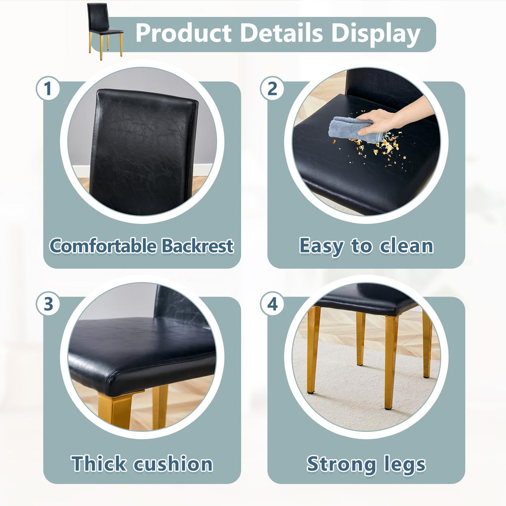 Black Gold Upholstered Dining Chairs Set of 4 I4020