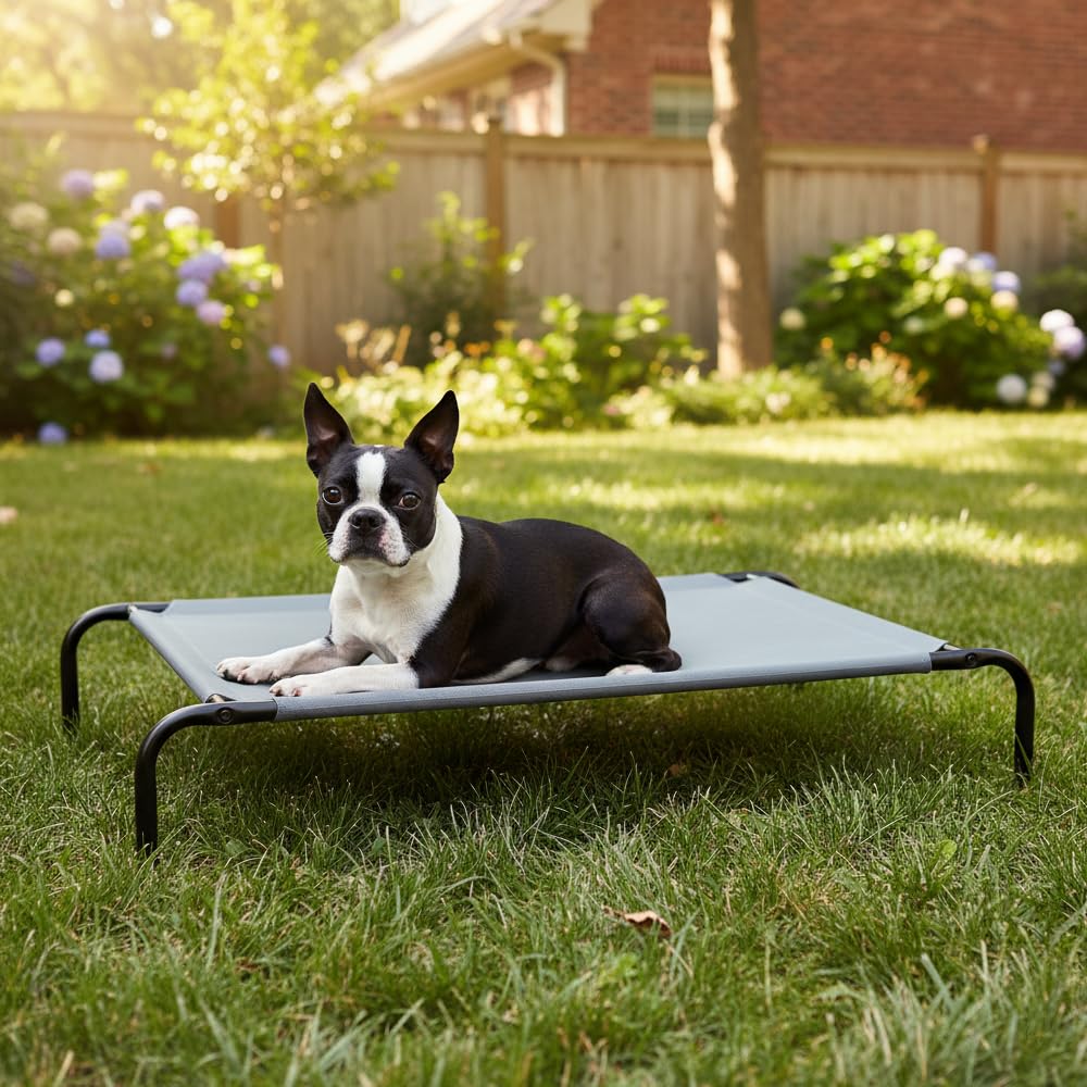 Elevated Dog Bed with Metal Frame, Grey M847031