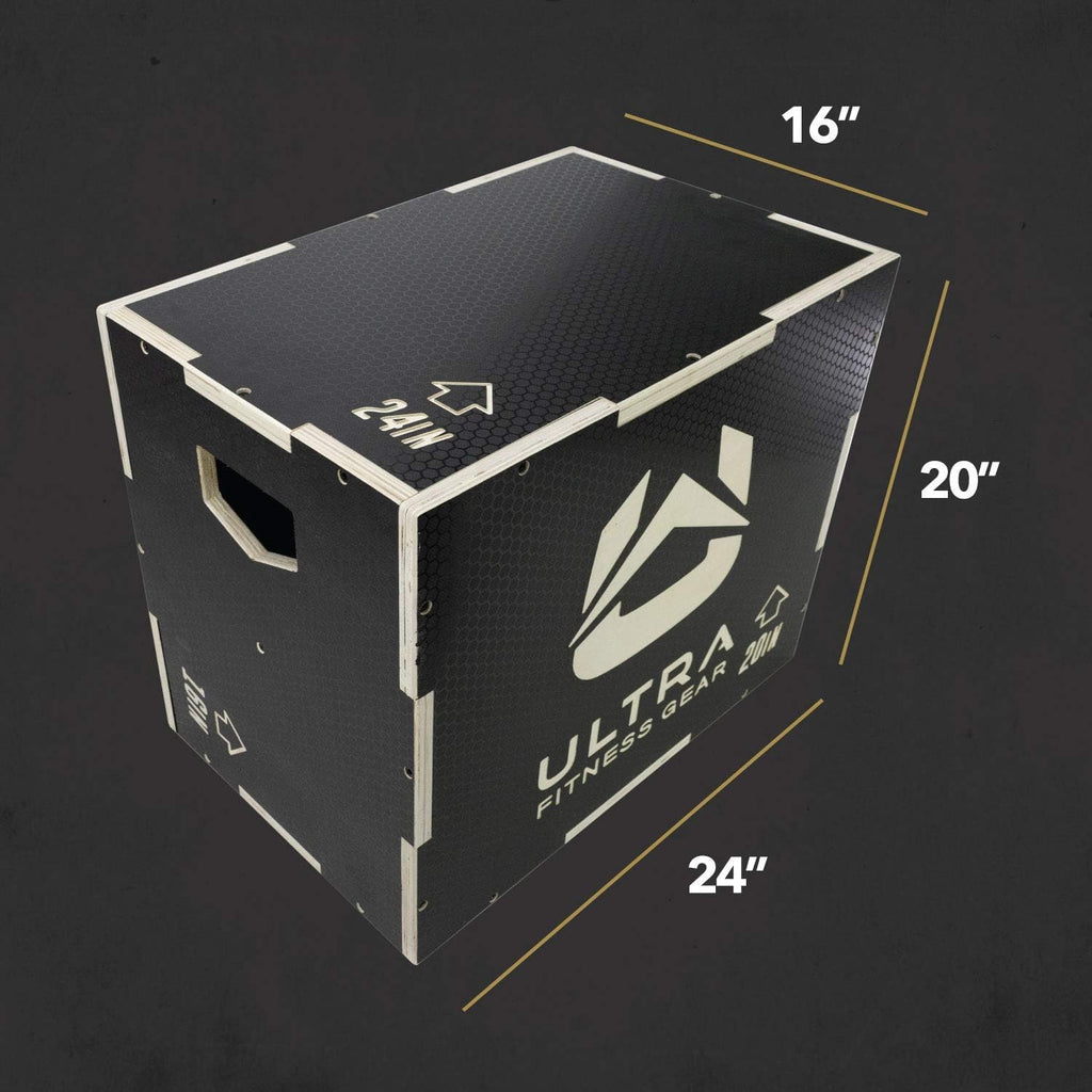 Wooden Plyo Box, 16/14/12 Anti-Slip O653078