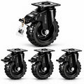 5 Inch Dual Locking Rubber Caster Wheels, 600 Lbs, 4-Pack D643205