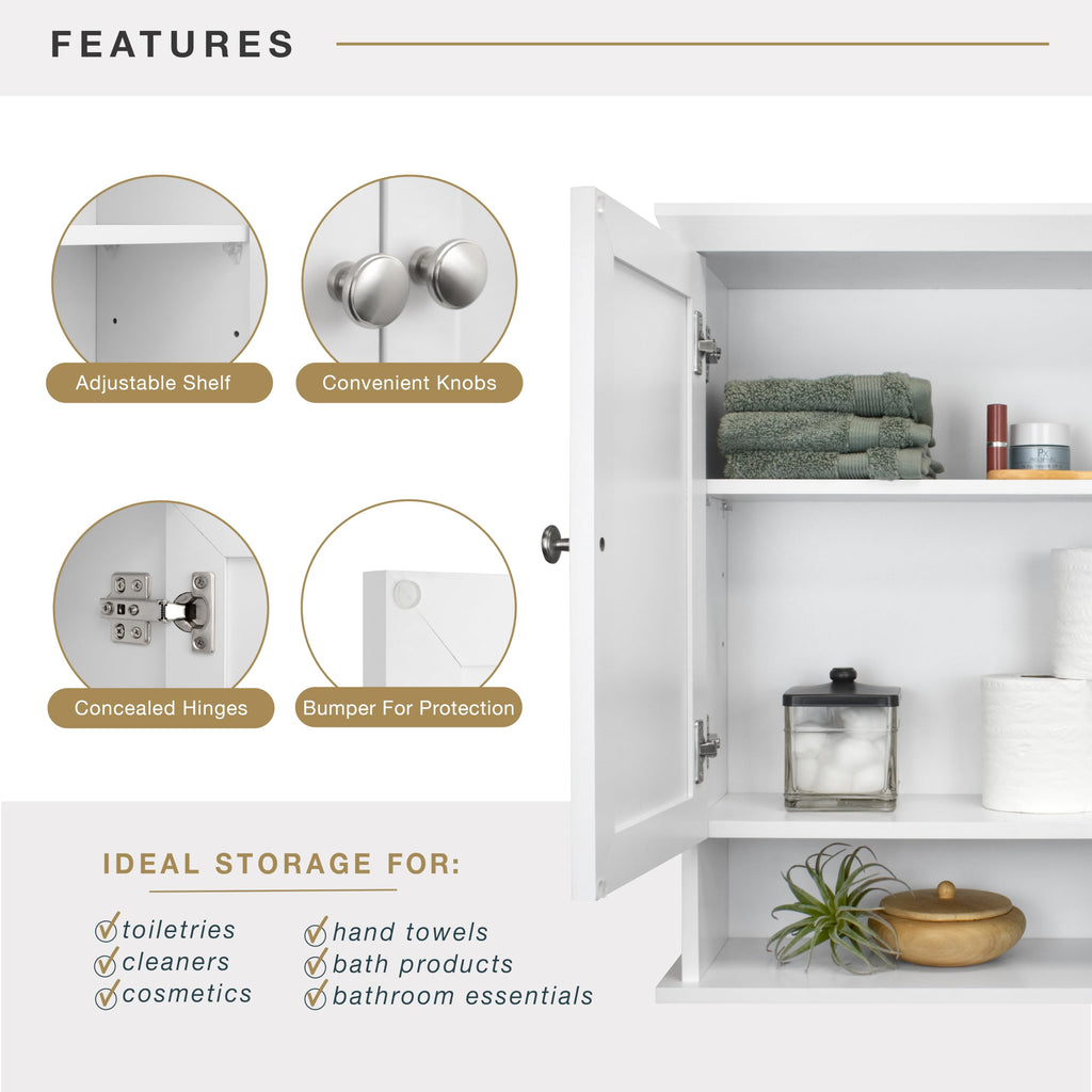 White Wall Mounted Medicine Cabinet Organizer K829