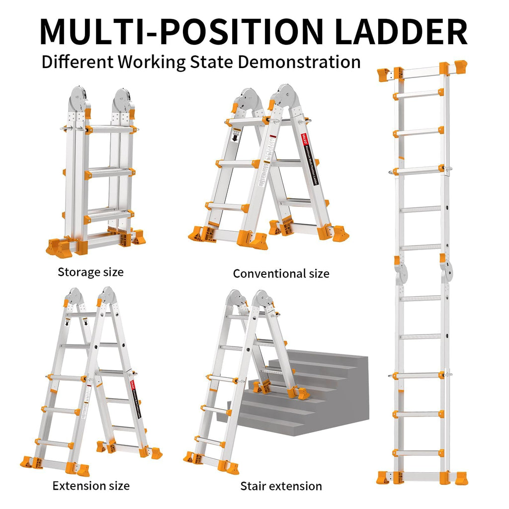 11FT Multi Position Aluminum Folding Ladder with Tool Tray B8951