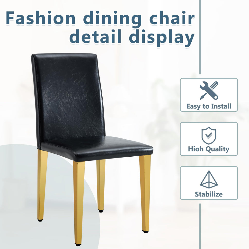 Black Gold Upholstered Dining Chairs Set of 4 I4020