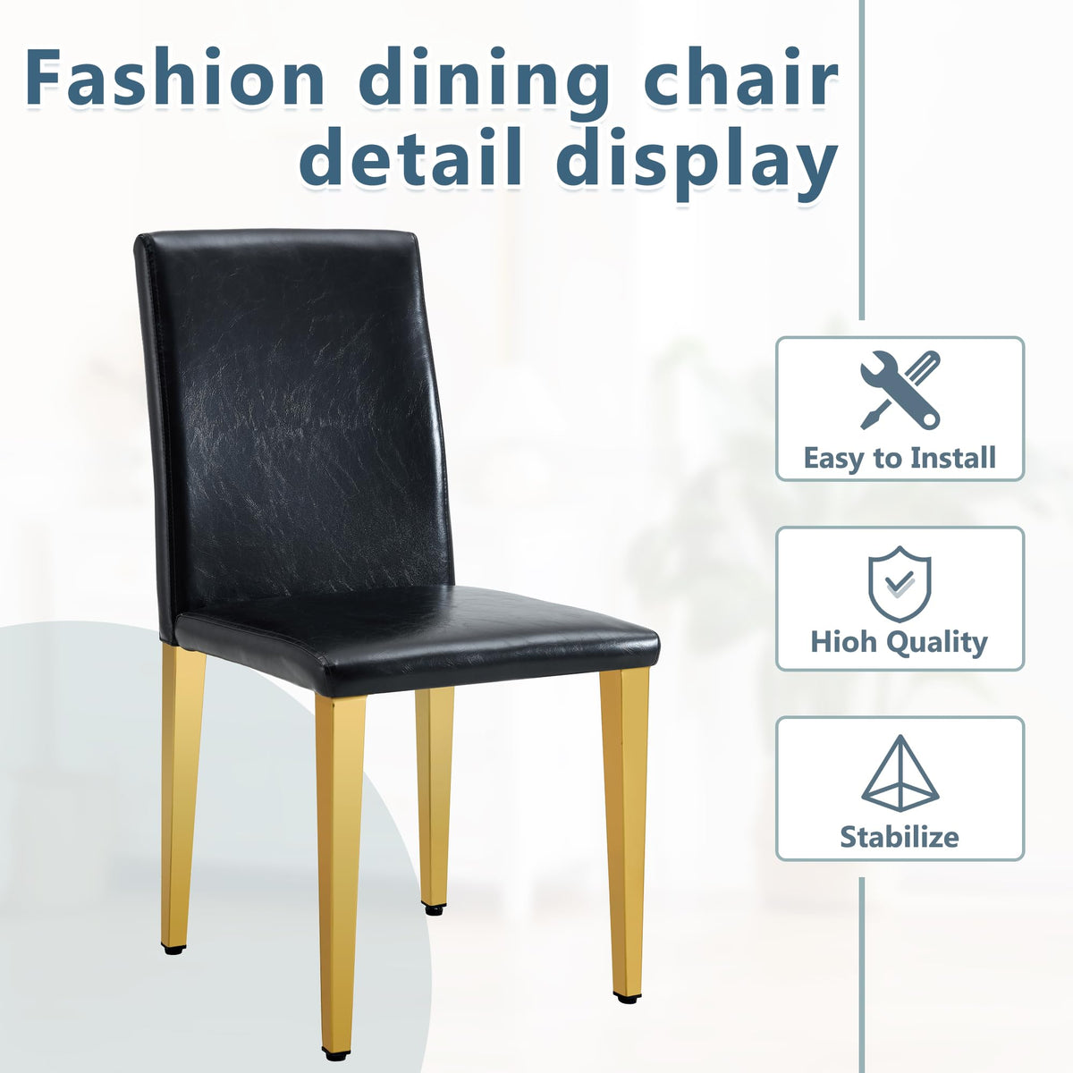 Black Gold Upholstered Dining Chairs Set of 4 I4020