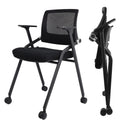 2 Pack Black Mesh Folding Office Chairs with Wheels X242208