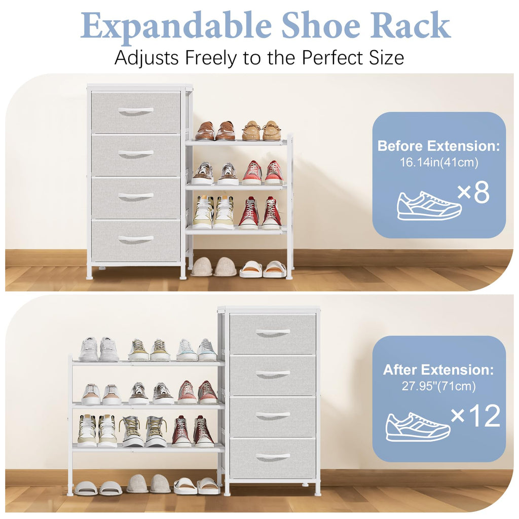 White 4 Drawer Fabric Dresser U577