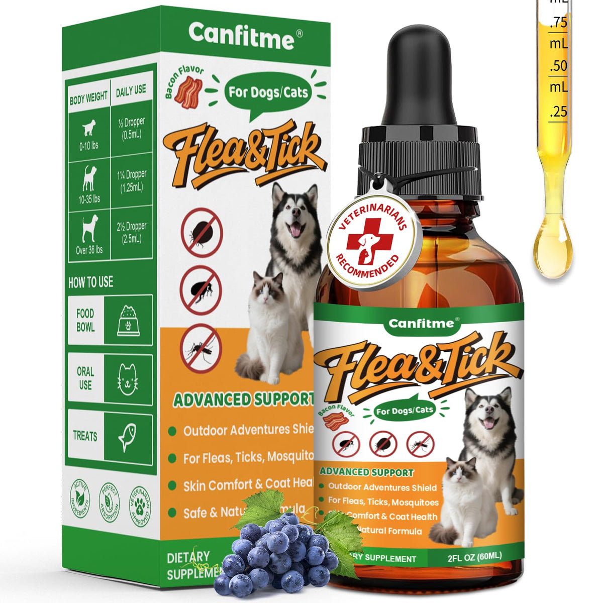 Flea and Tick Prevention Liquid Drops with Multivitamin M9816