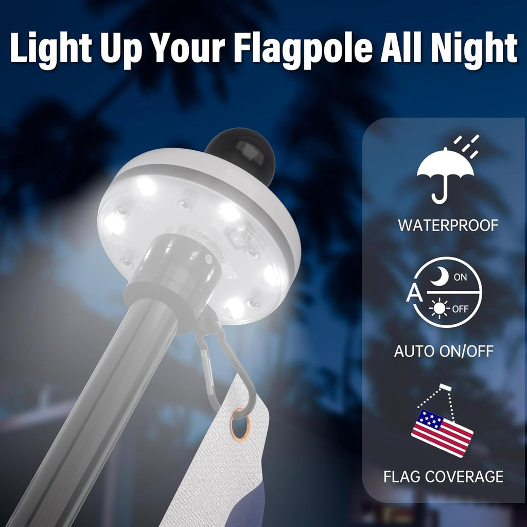 5FT Black Stainless Steel Flag Pole Kit with Solar Light and American Flag I718018