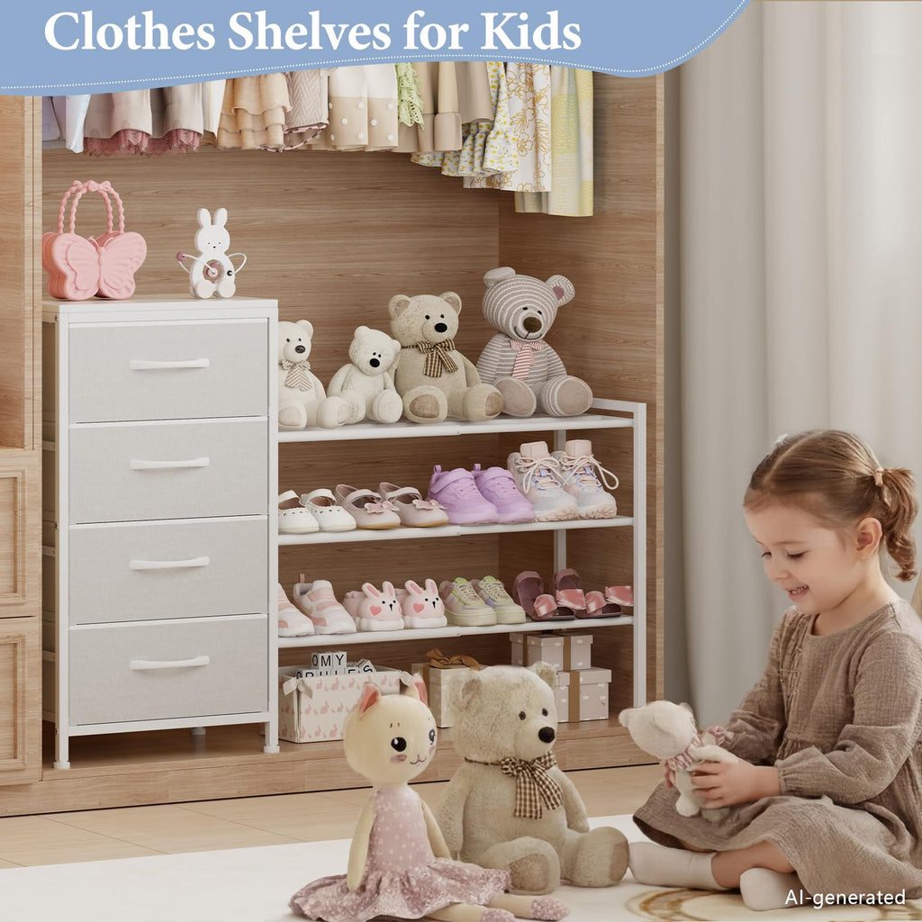 White 4 Drawer Fabric Dresser U577