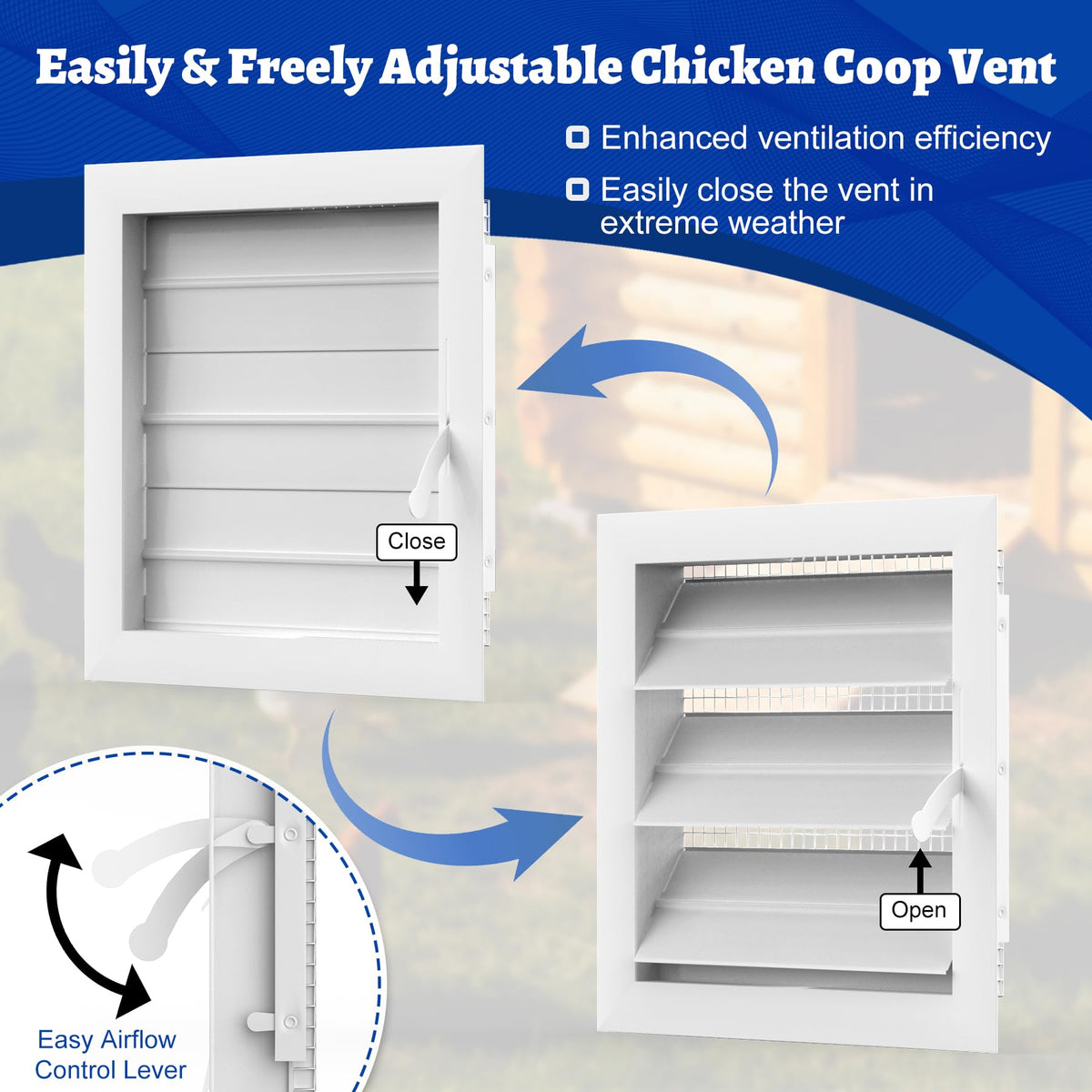 Adjustable Aluminum Alloy Gable Vent with Mesh Screen K531585